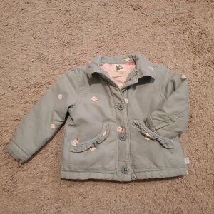 Osh Kosh Baby Sage and Pink Floral Barn Coat - Super Soft - 9 Months